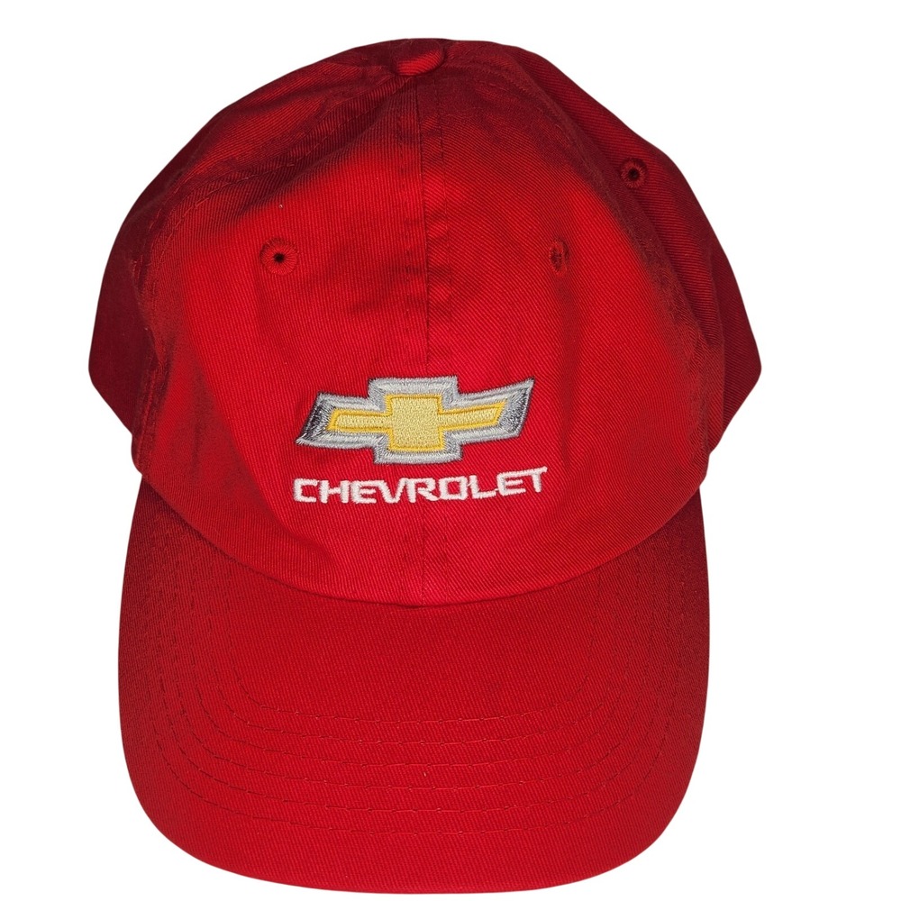 CHEVROLET‎ Logo Hat Cap Small Fit Gold Bowtie Red Embroidered